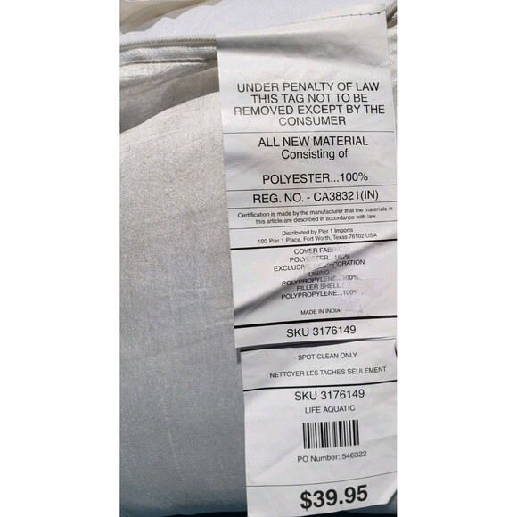 Lot Of 2: Pier 1 Handmade Fish Beaded Decorative Pillows Teal Blue Life Aquatic - Picture 11 of 16